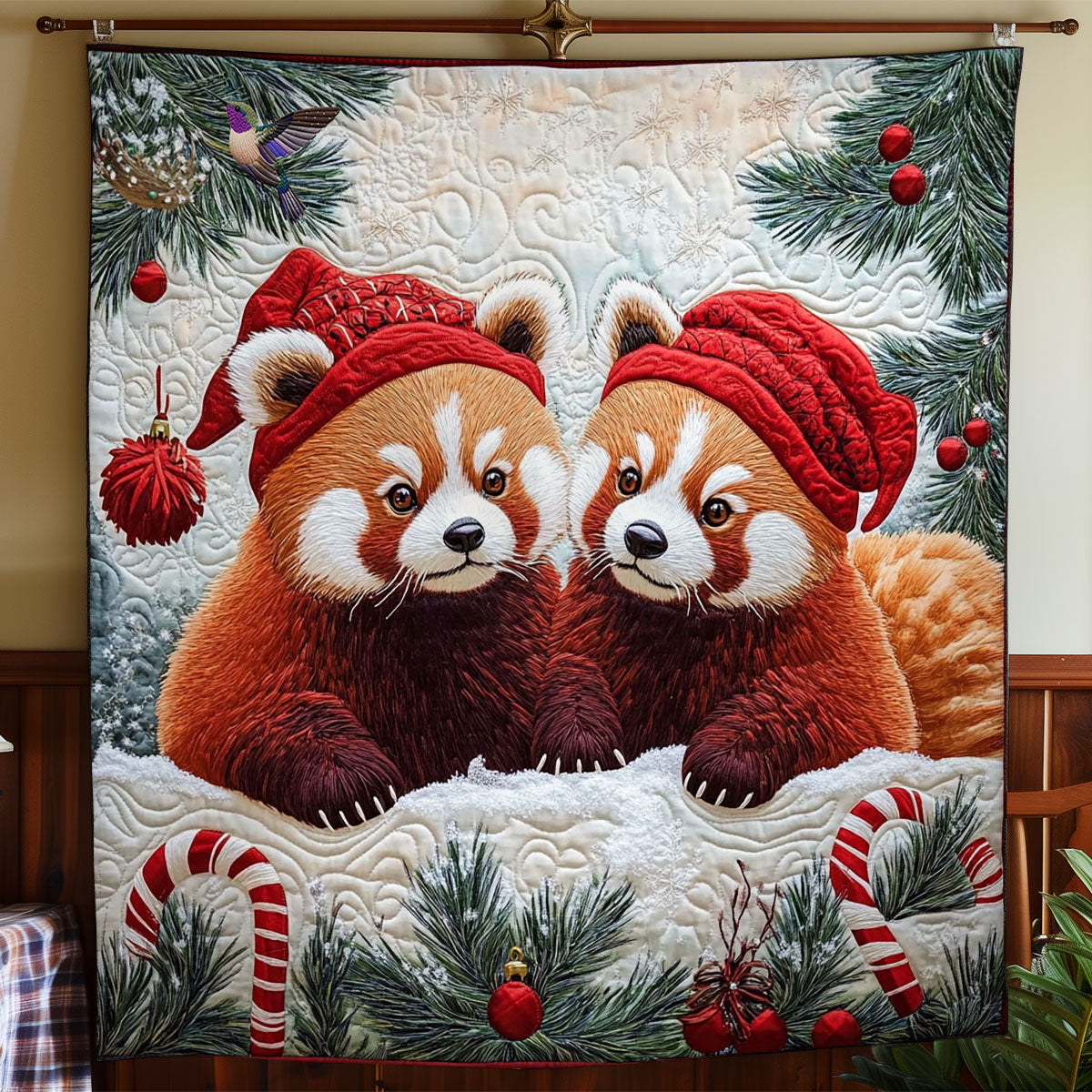 Santa Couple Red Panda WY0412029CL Quilt