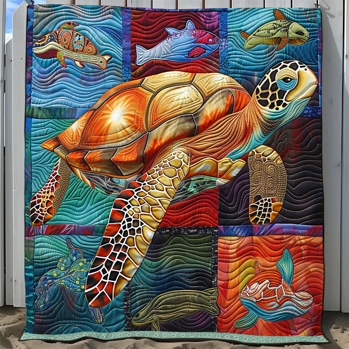 Sunny Turtle Fish WP0409046CL Quilt