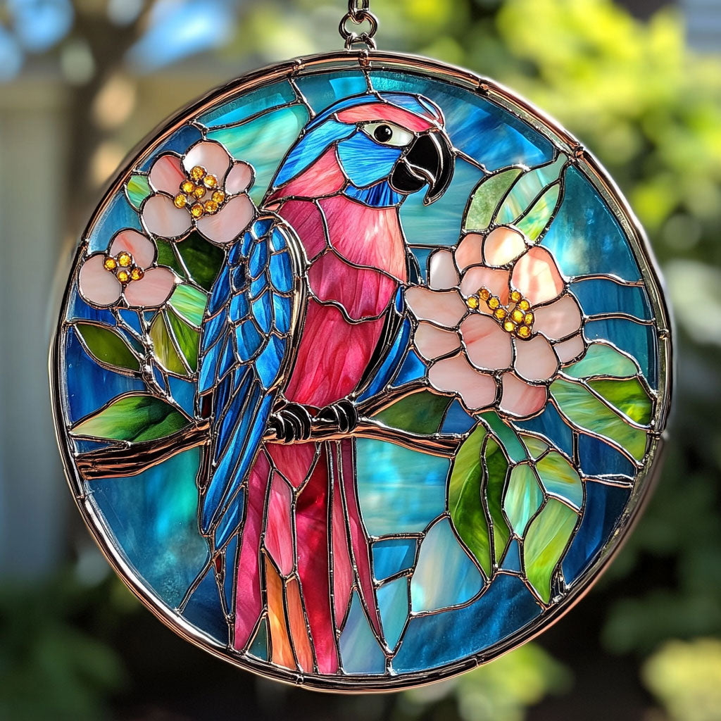 Parrot Blooming Peonies WT1403012CL Suncatcher