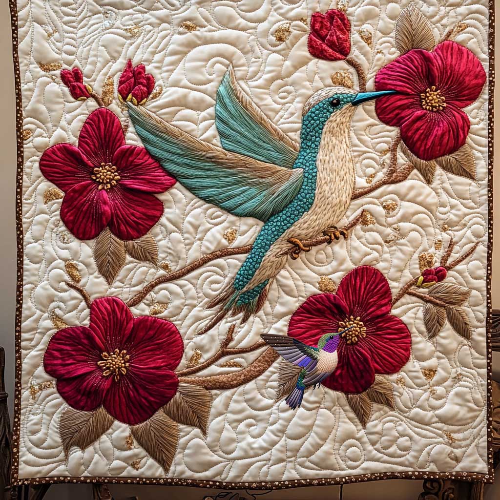 Hummingbird's Red Flower WN0910092CL Quilt