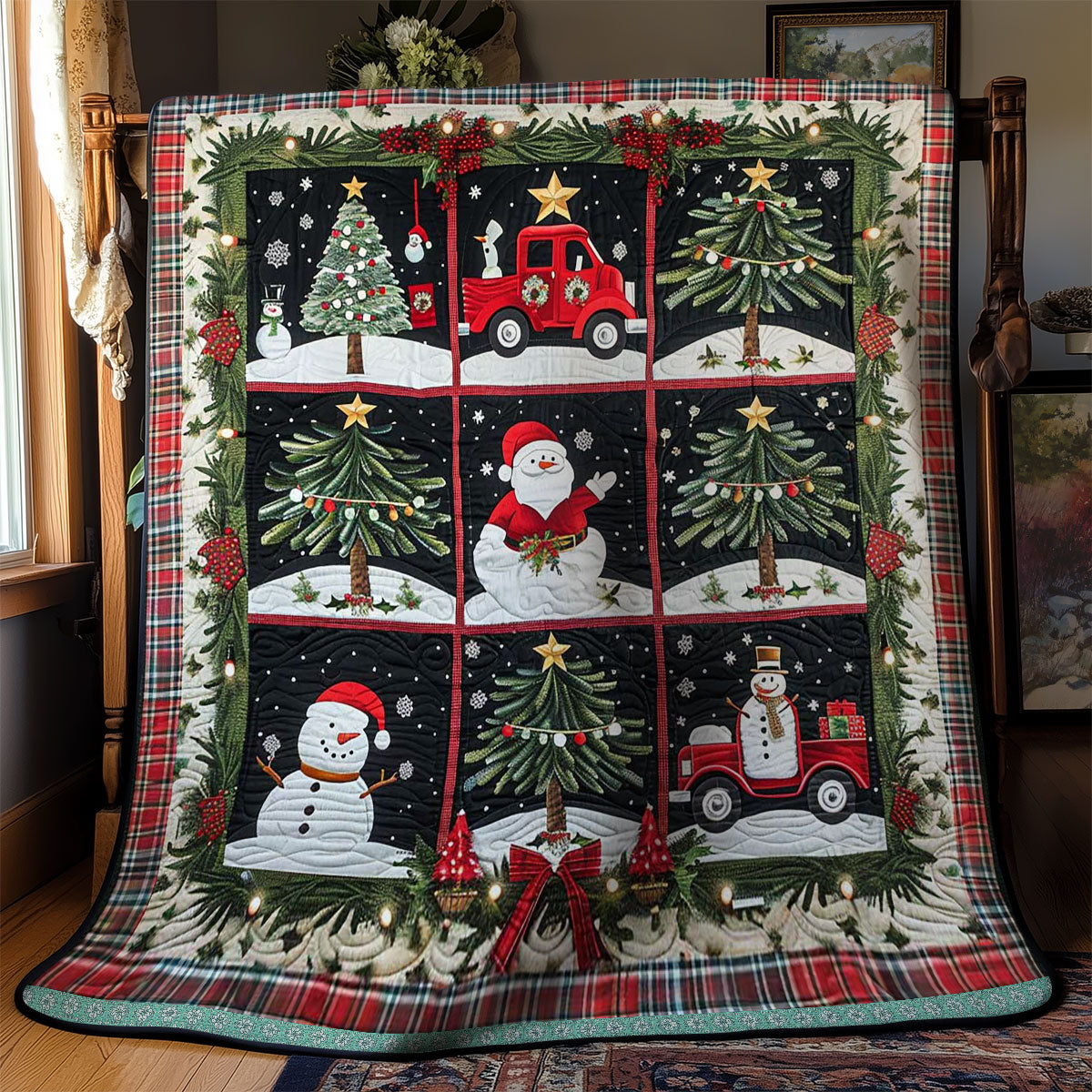 Red Truck Santa And Tree WN1109038CL Quilt