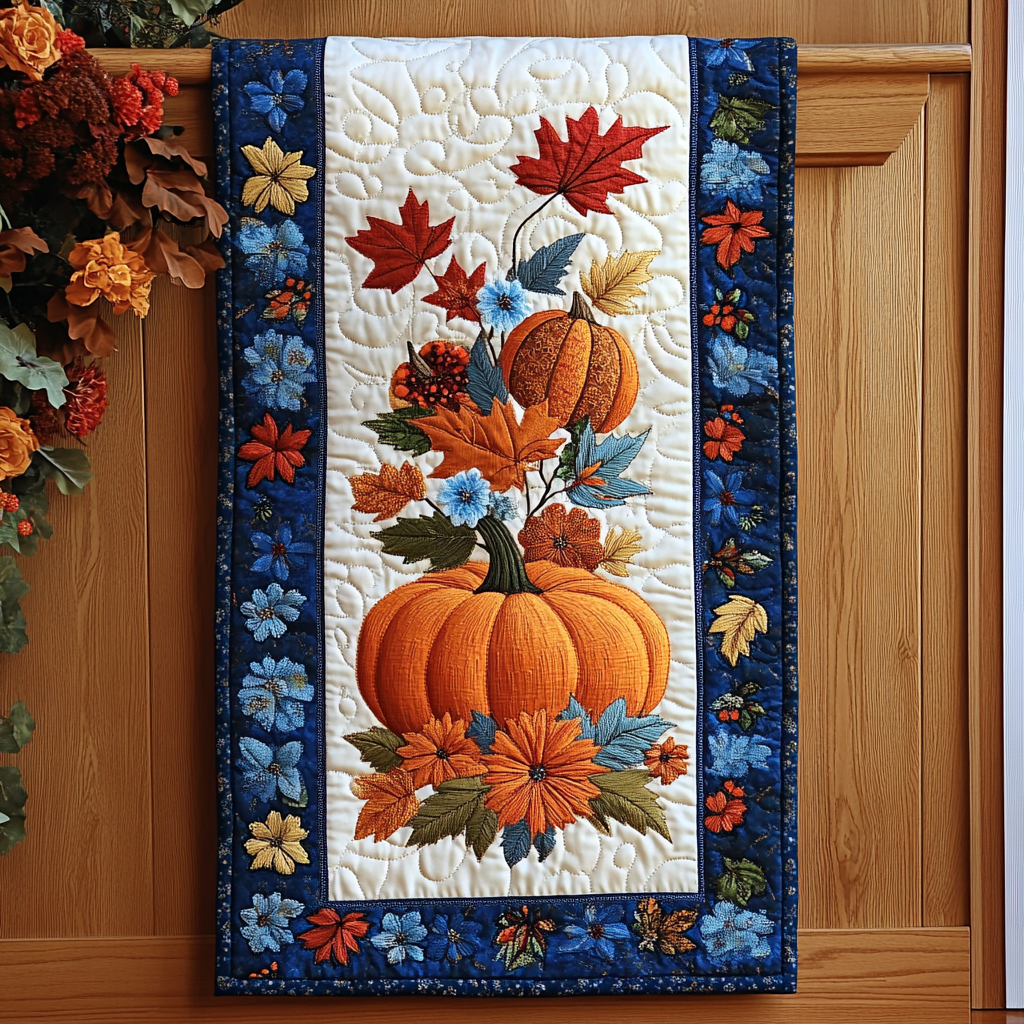 Pumpkin Parade XR2609008CL Quilted Table Runner