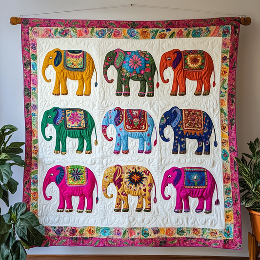 Joyful Elephants WG2702026CL Quilt