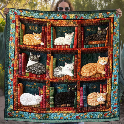 Sleeping Cats On The Bookshelves WJ2609018CL Quilt