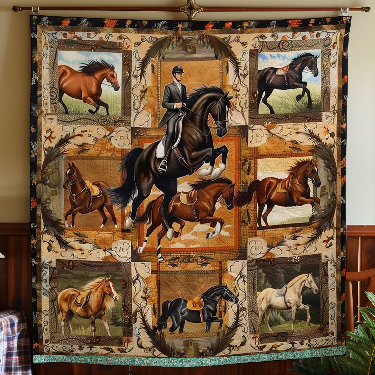 Elegant Horse And Rider WN1109048CL Quilt