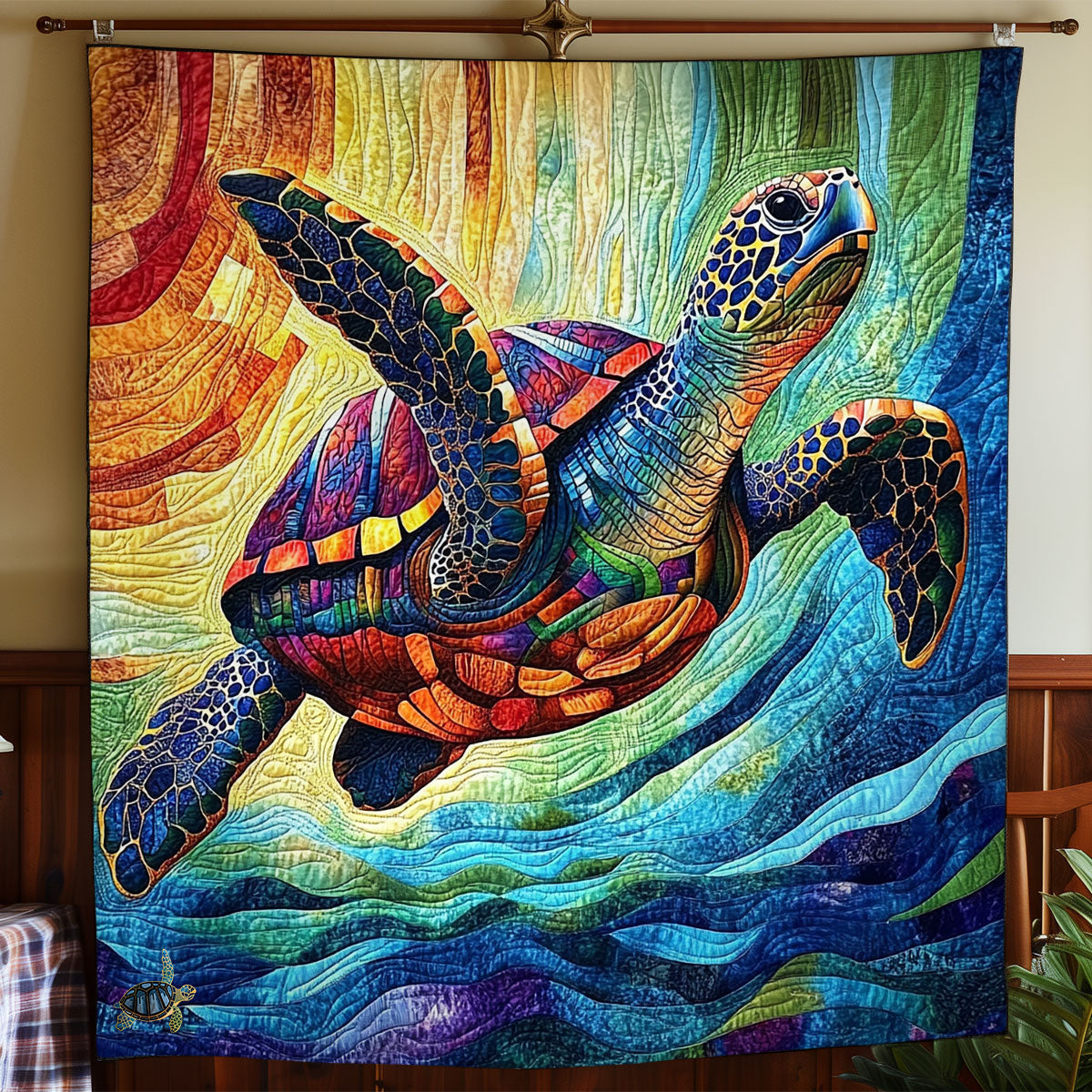 Abstract Colorful Turtle WY2210021CL Quilt