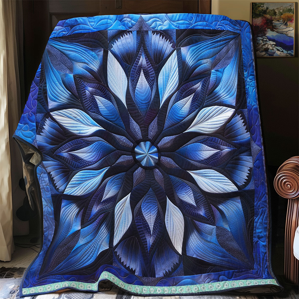 Mystic Blue Petals WN1309046CL Quilt