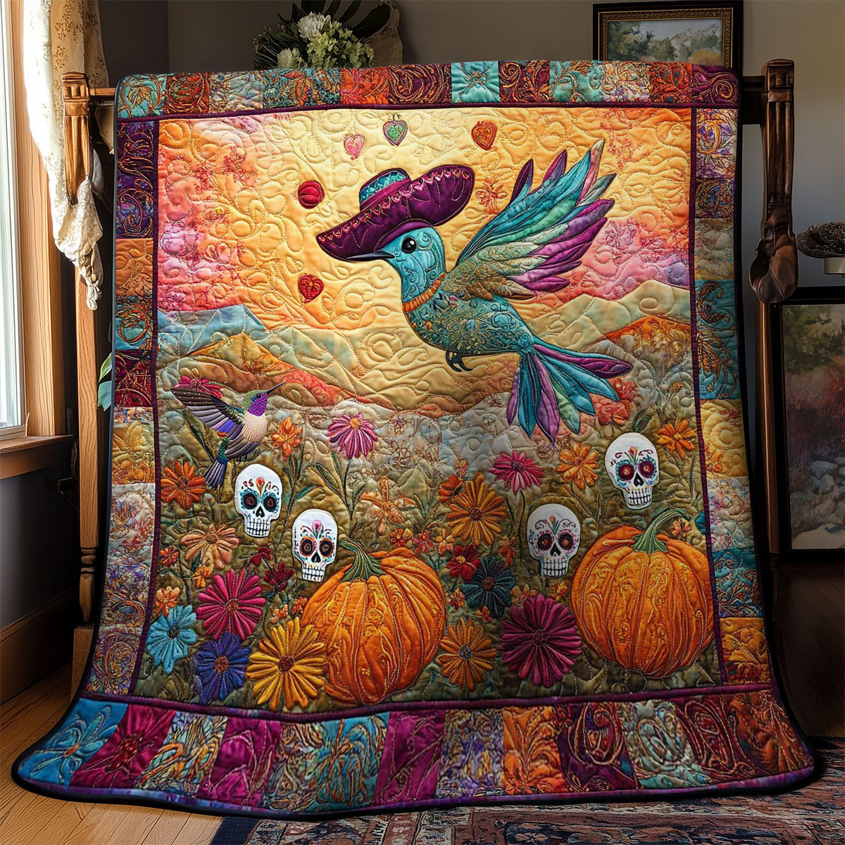 Hummingbird Pumpkin Patch WN2011134CL Quilt