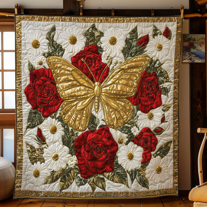 Gold Butterfly In Flower WY0602152CL Quilt