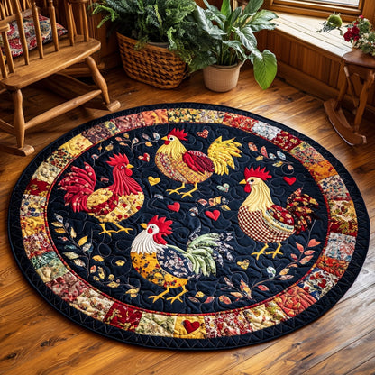 Farm Life Rooster WP1403036CL Quilted Round Mat