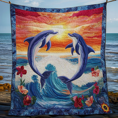 Sunset Couple Dolphin WY0912016CL Quilt