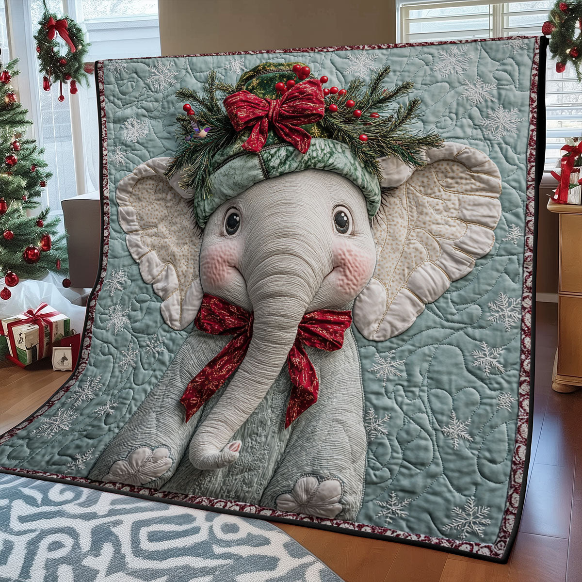 Cute Christmas Elephant WY0411014CL Quilt