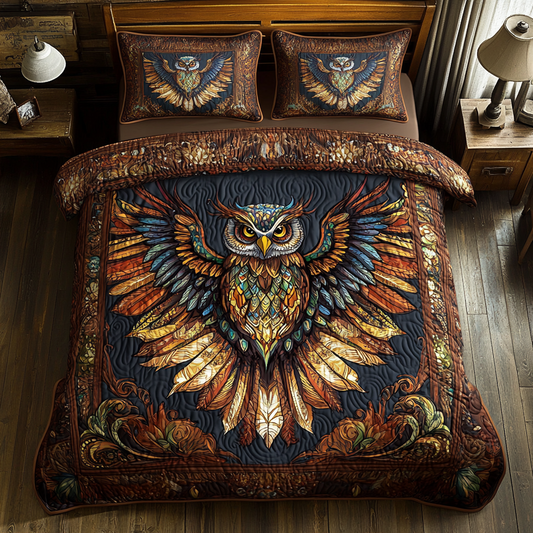 Feather Native Owl WY0801103CL Duvet Cover Set