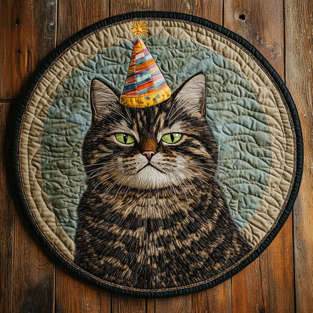 Party Like A Tabby CP0206059CL Quilted Round Mat
