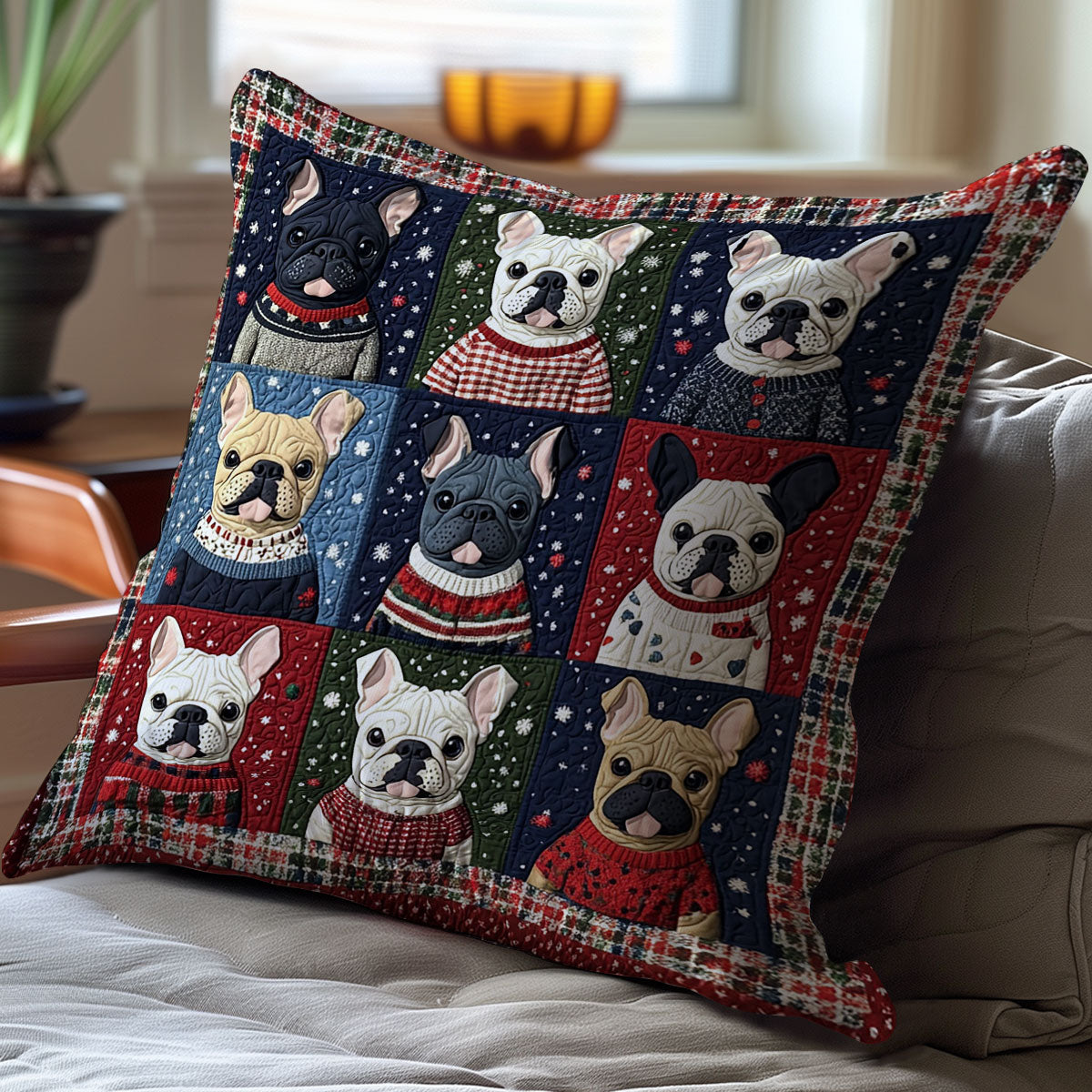 Winter French Bulldog WJ0111031CL Quilt Pillow Case