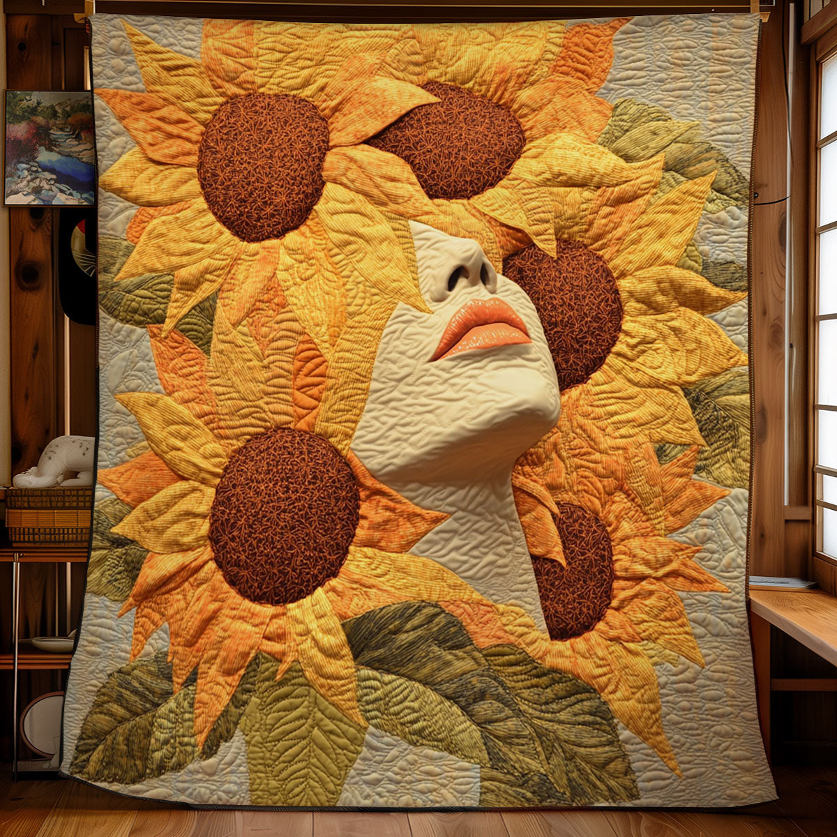 Sunflower Women Portrait WY0202065CL Quilt