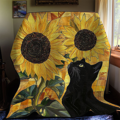 Sunflower And Black Cat WY0411033CL Quilt