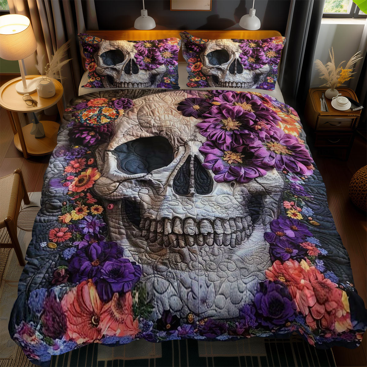 Skull In Violet WN2110122CL Duvet Cover Set