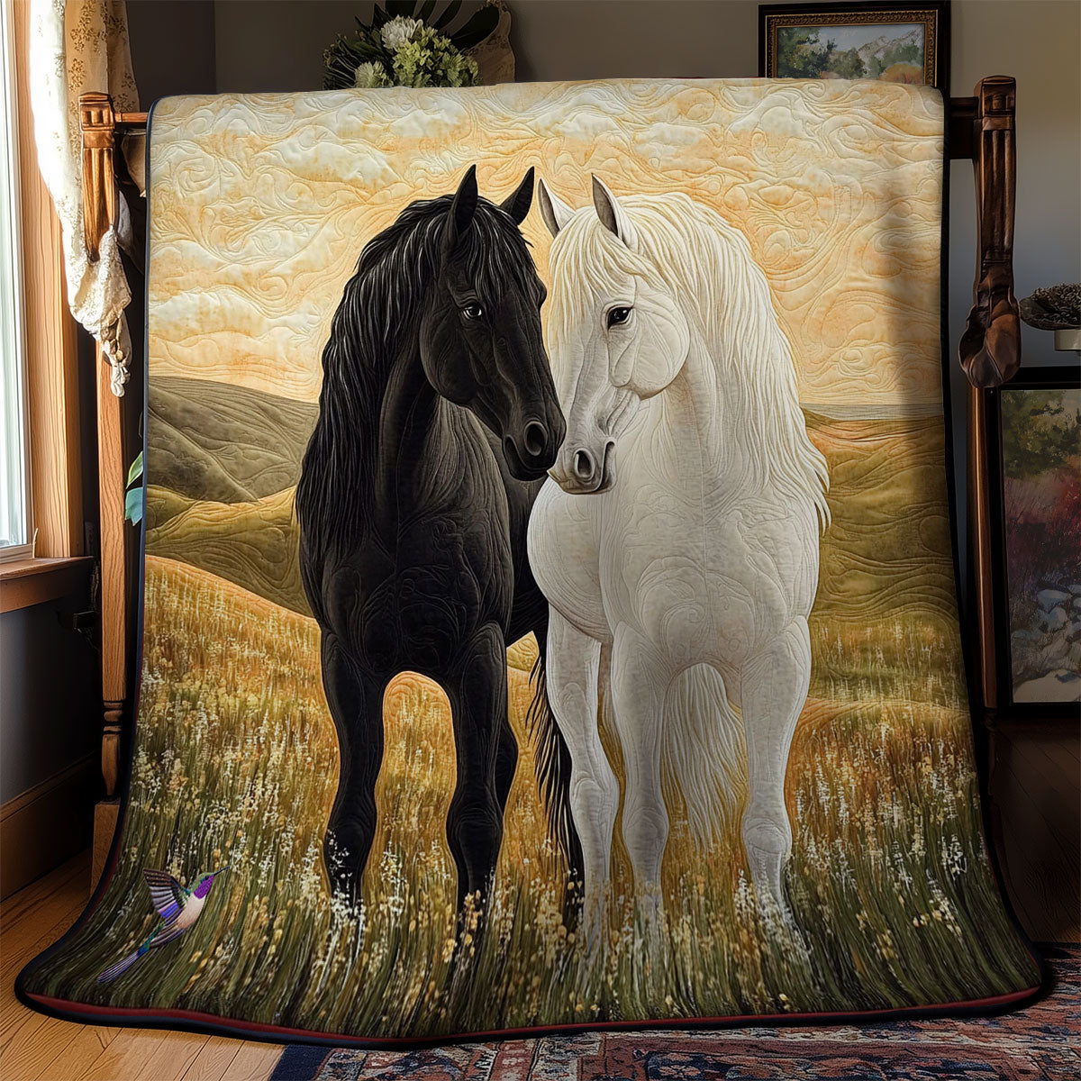 Sunset Couple Horse WY2311040CL Quilt