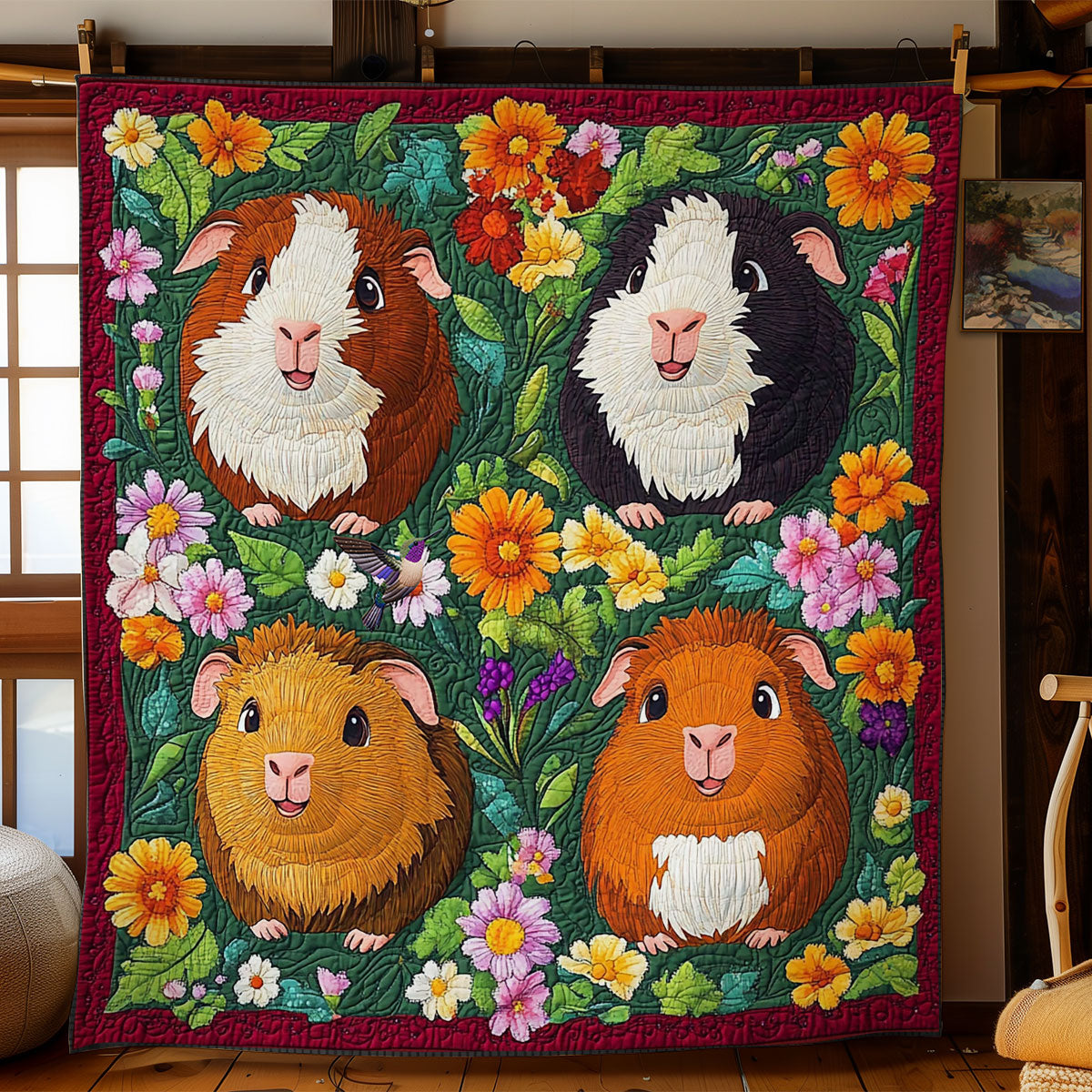 Flower Garden Guinea Pig WY1211043CL Quilt