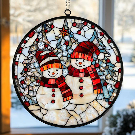 Christmas Snowman WJ2809035CL Stained Glass Suncatcher