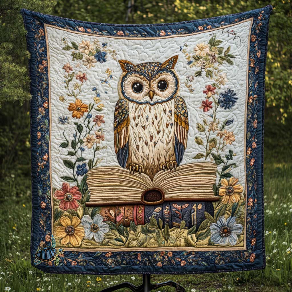 Floral Book Owl WP0212013CL Quilt