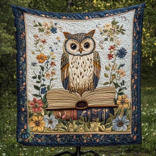 Floral Book Owl WP0212013CL Quilt
