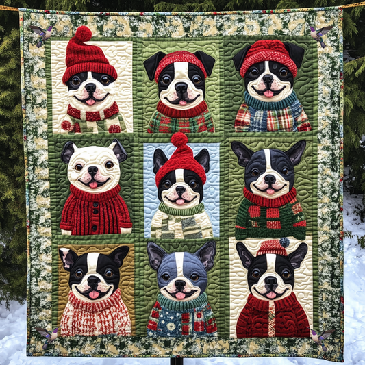 Winter Boston Terriers XR0210003CL Quilt