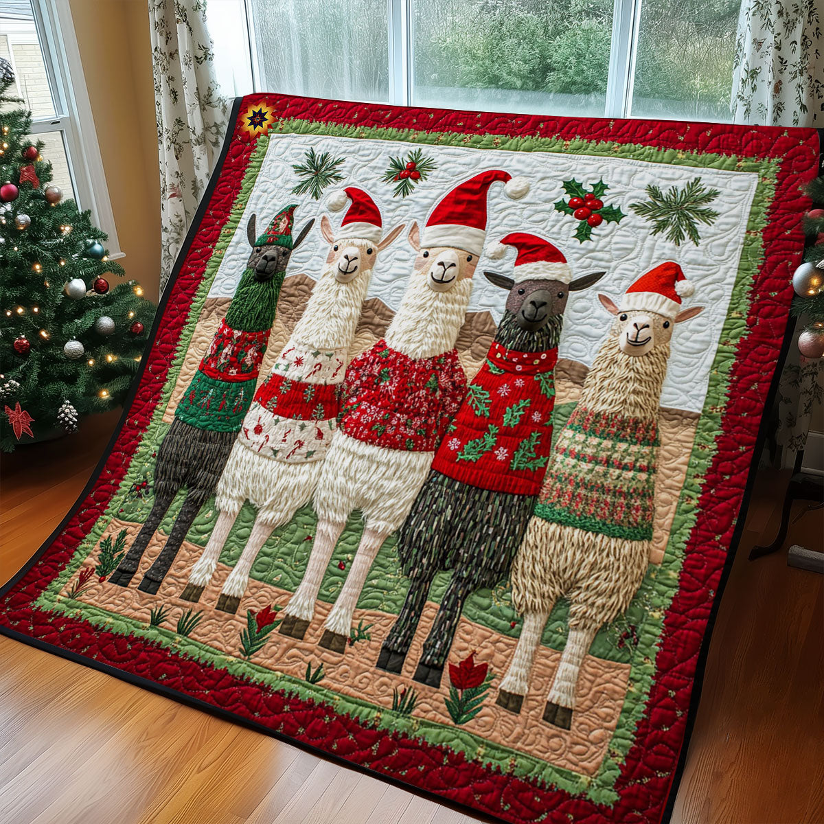 Llama Family Christmas WY2311006CL Quilt