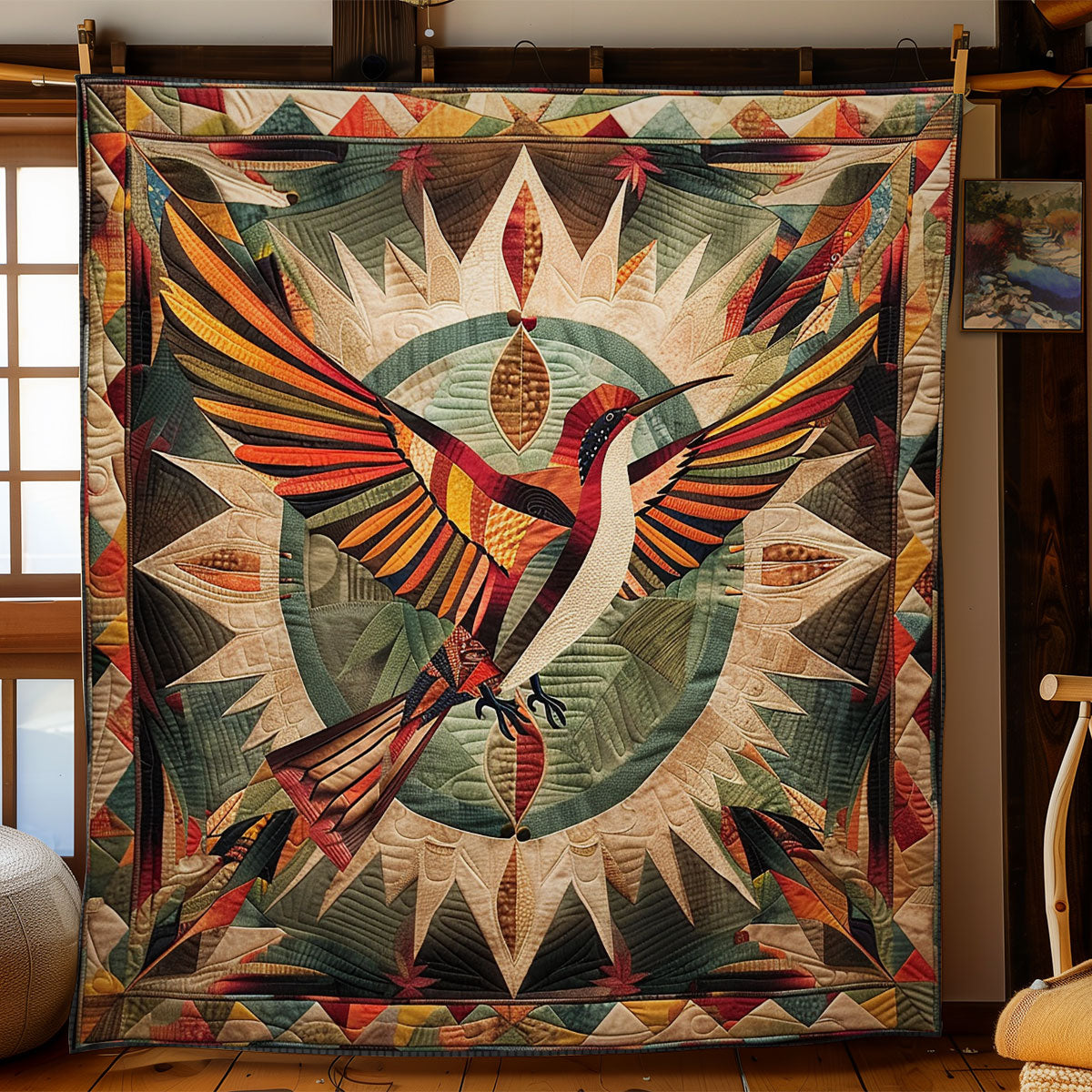 Patchwork Native American Hummingbird WY0301056CL Quilt