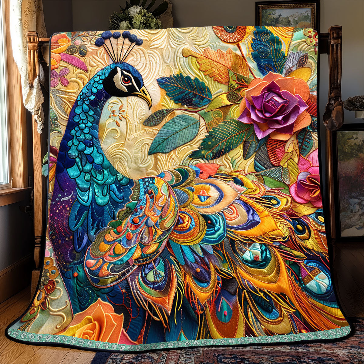 Peacock In Blooming WP0609035CL Quilt