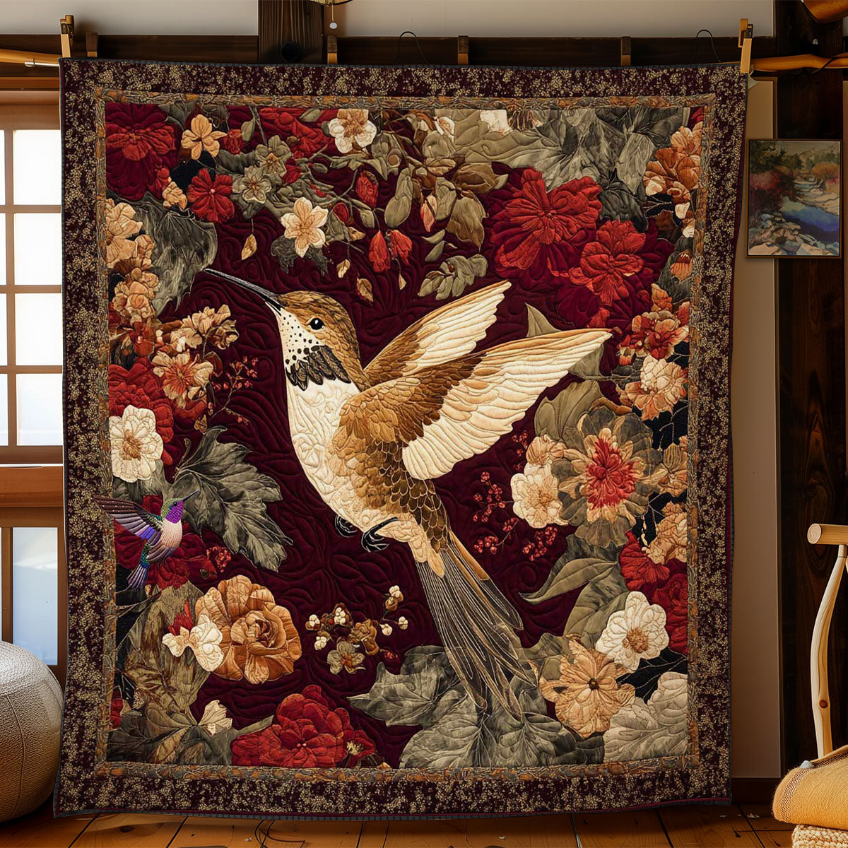 Floral Hummingbird WN0811017CL Quilt