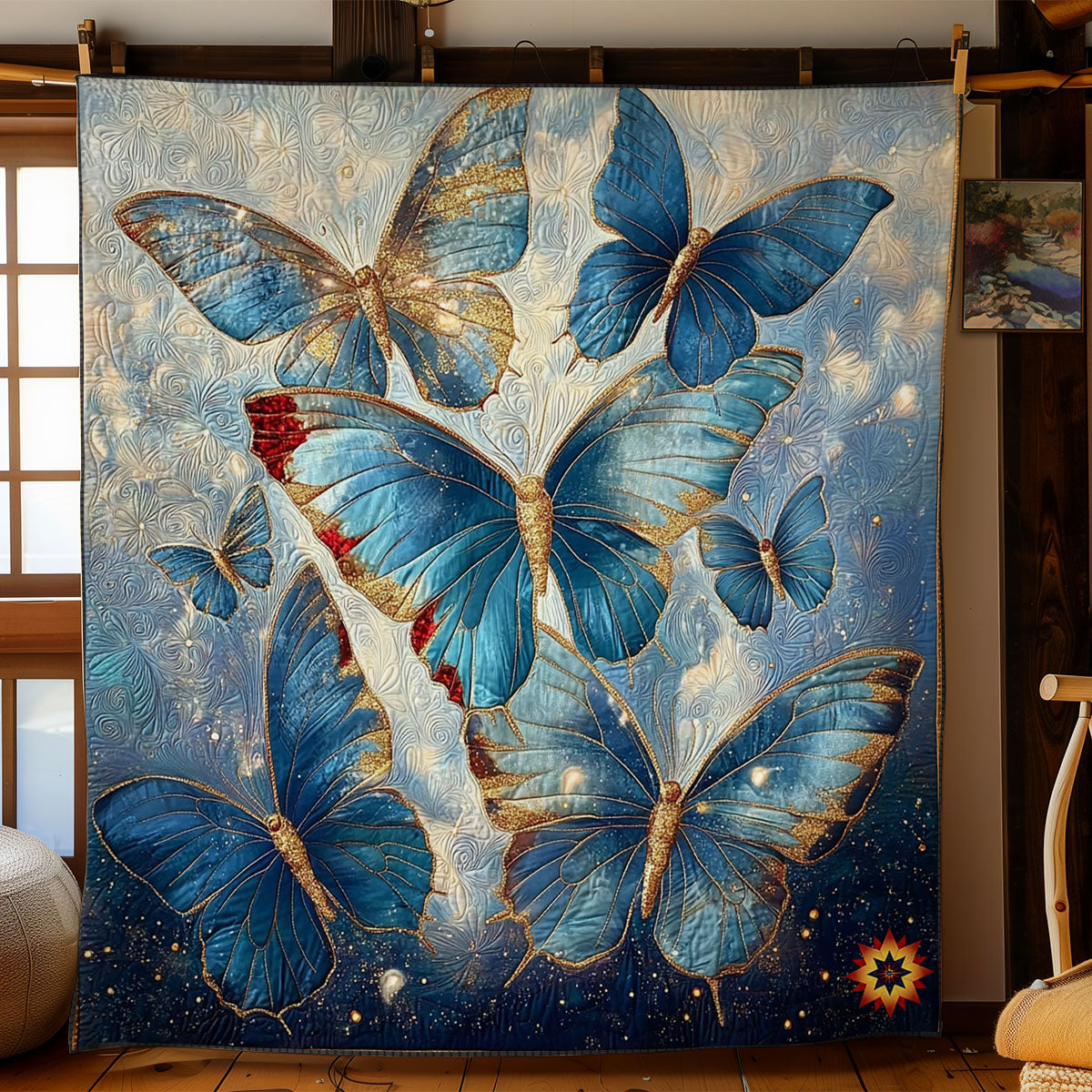 Blue Butterfly WY2711029CL Quilt