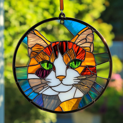 Cat WX090194CL Stained Glass Suncatcher