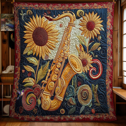 Sunflower And Saxophone WY2512028CL Quilt