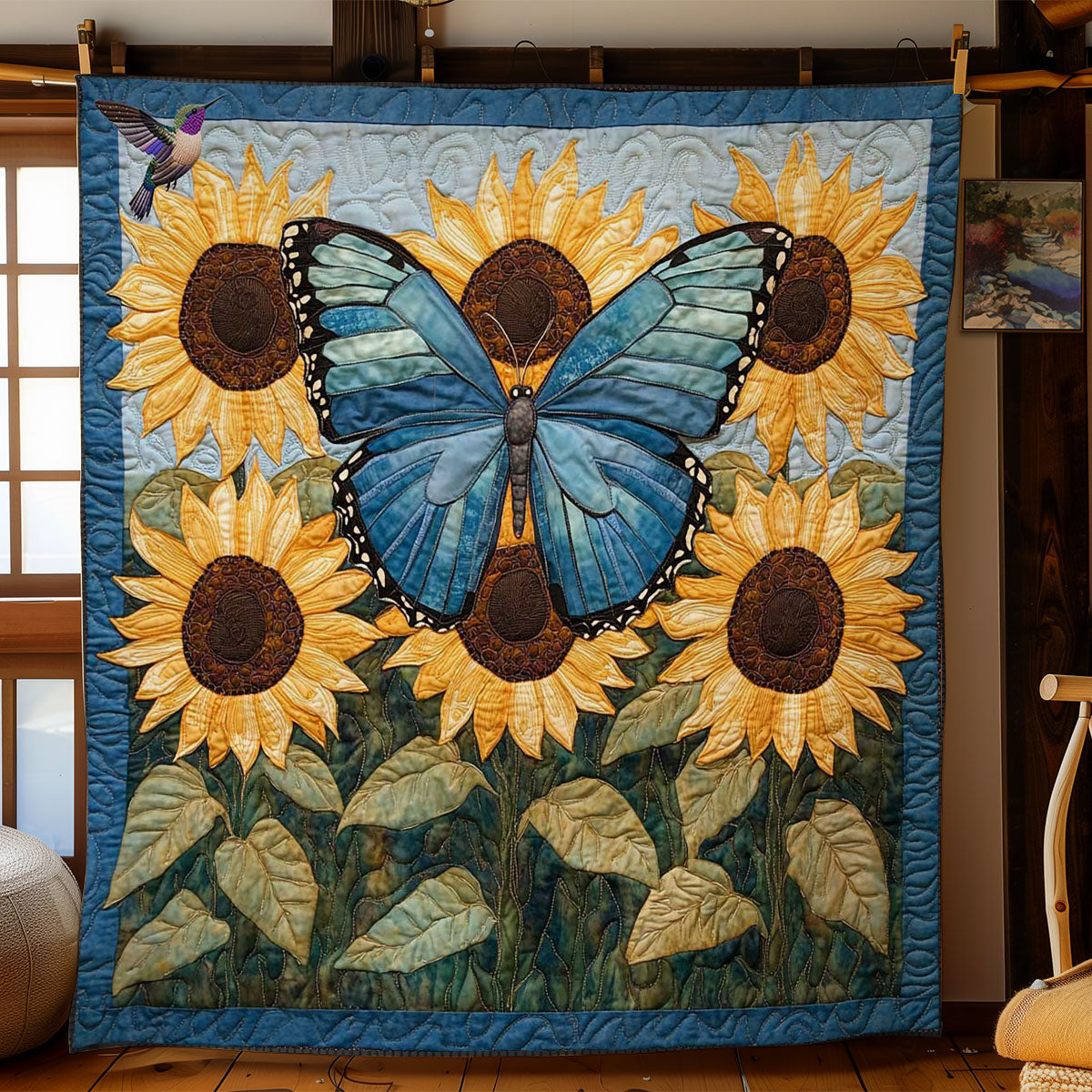 Blue Wing Butterfly WN1511007CL Quilt