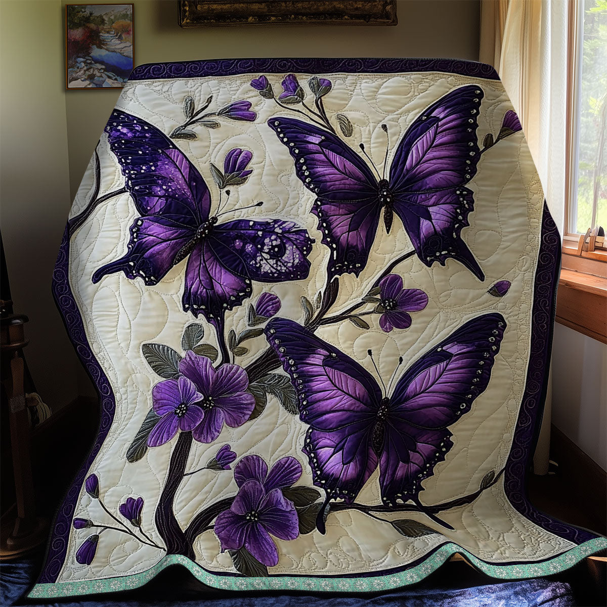 Purple Butterfly WX1411036CL Quilt