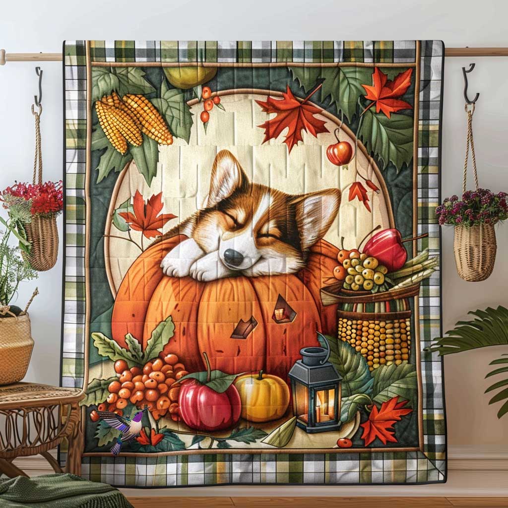 Corgi Autumn Slumber WN1410013CL Quilt
