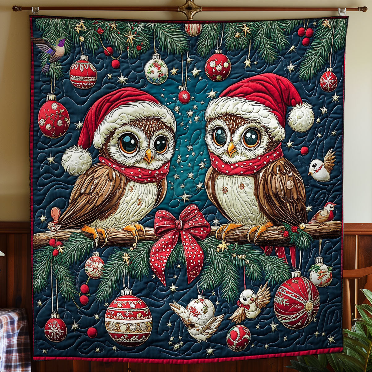 Christmas Night Couple Owl WY1311027CL Quilt