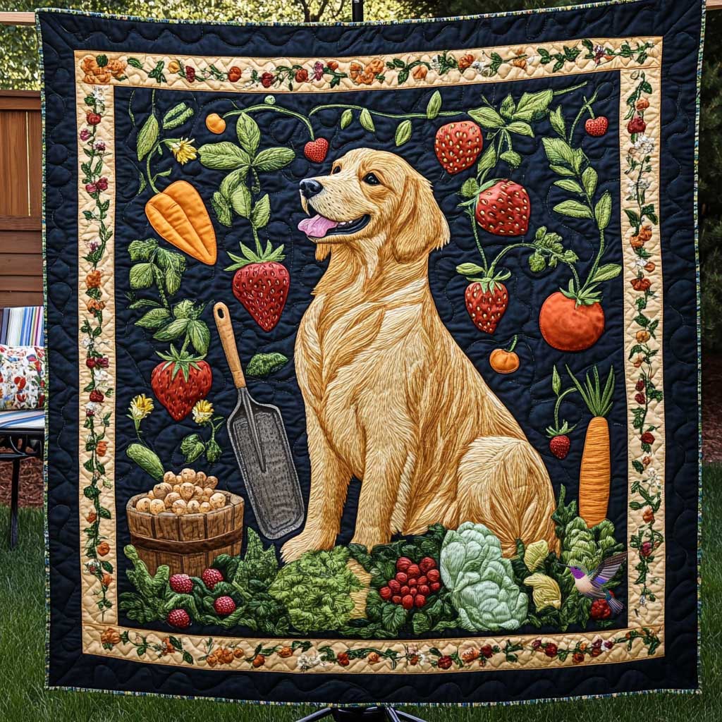 Golden Retriever's Garden Time WN0810060CL Quilt