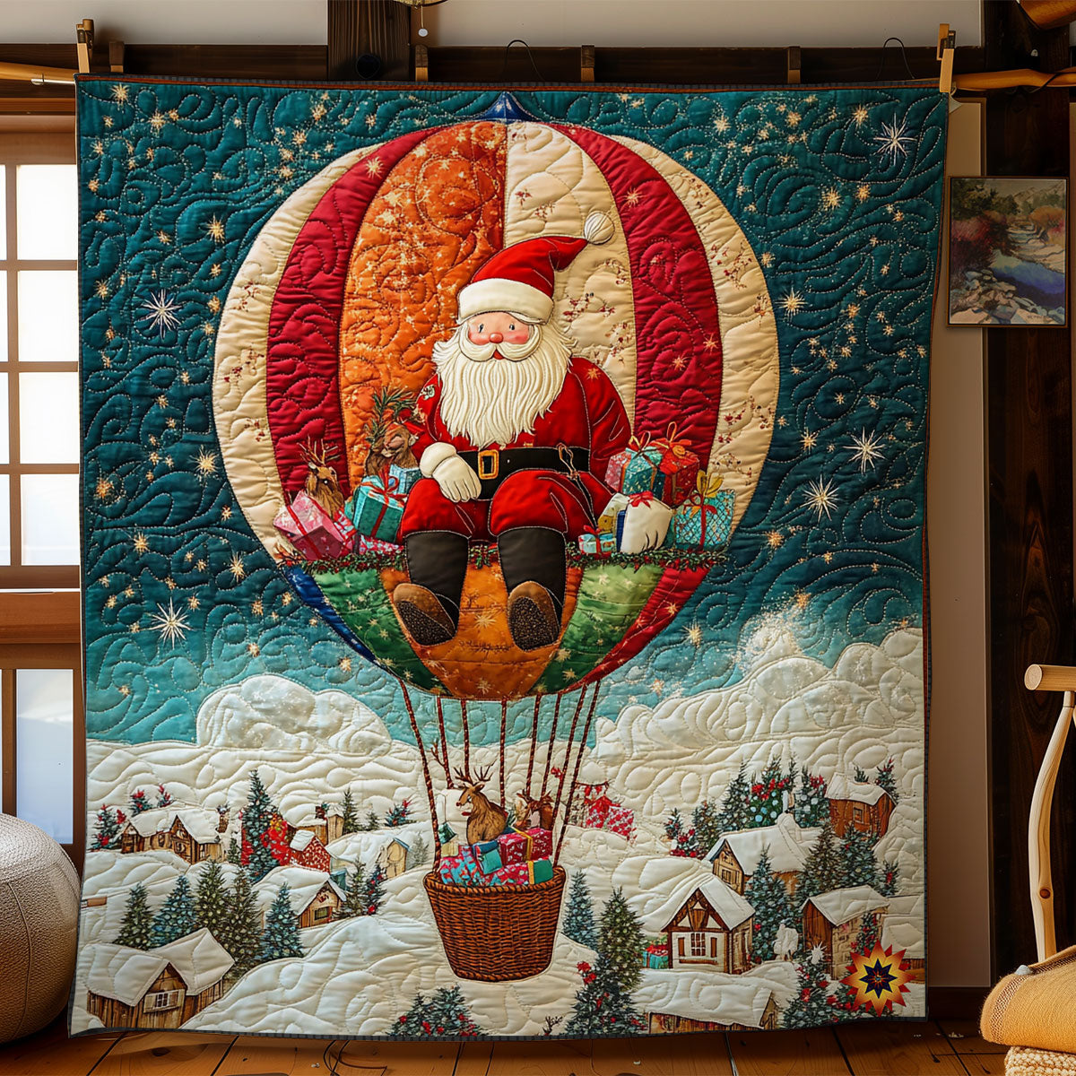 Christmas Hot Air Balloon WY0212046CL Quilt