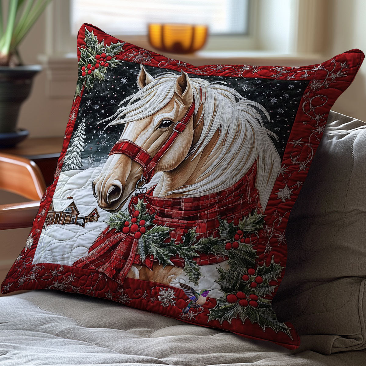 Christmas Horse WY0612086CL Quilt Pillow Case