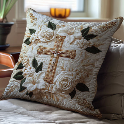 White Flower And Cross WY25010713CL Quilt Pillow Case
