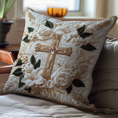 White Flower And Cross WY25010713CL Quilt Pillow Case