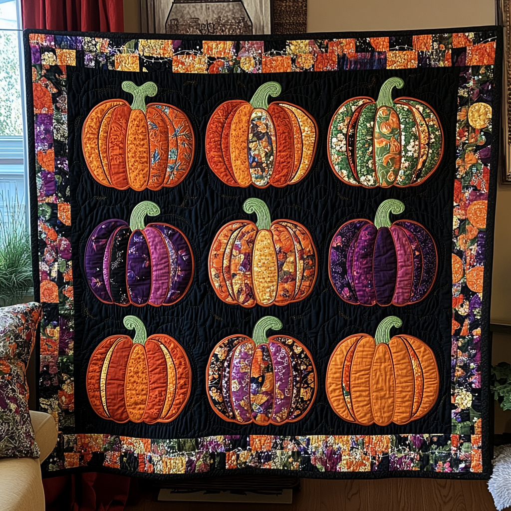 Colorful Pumpkin Garden XR2609002CL Quilt