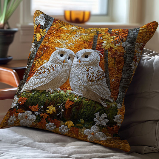 Couple White Owl WY0201057CL Quilt Pillow Case