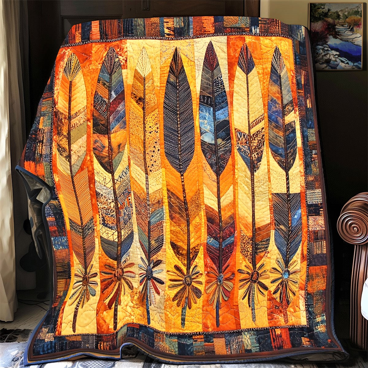Tribal Feathers XB1203015CL Quilt
