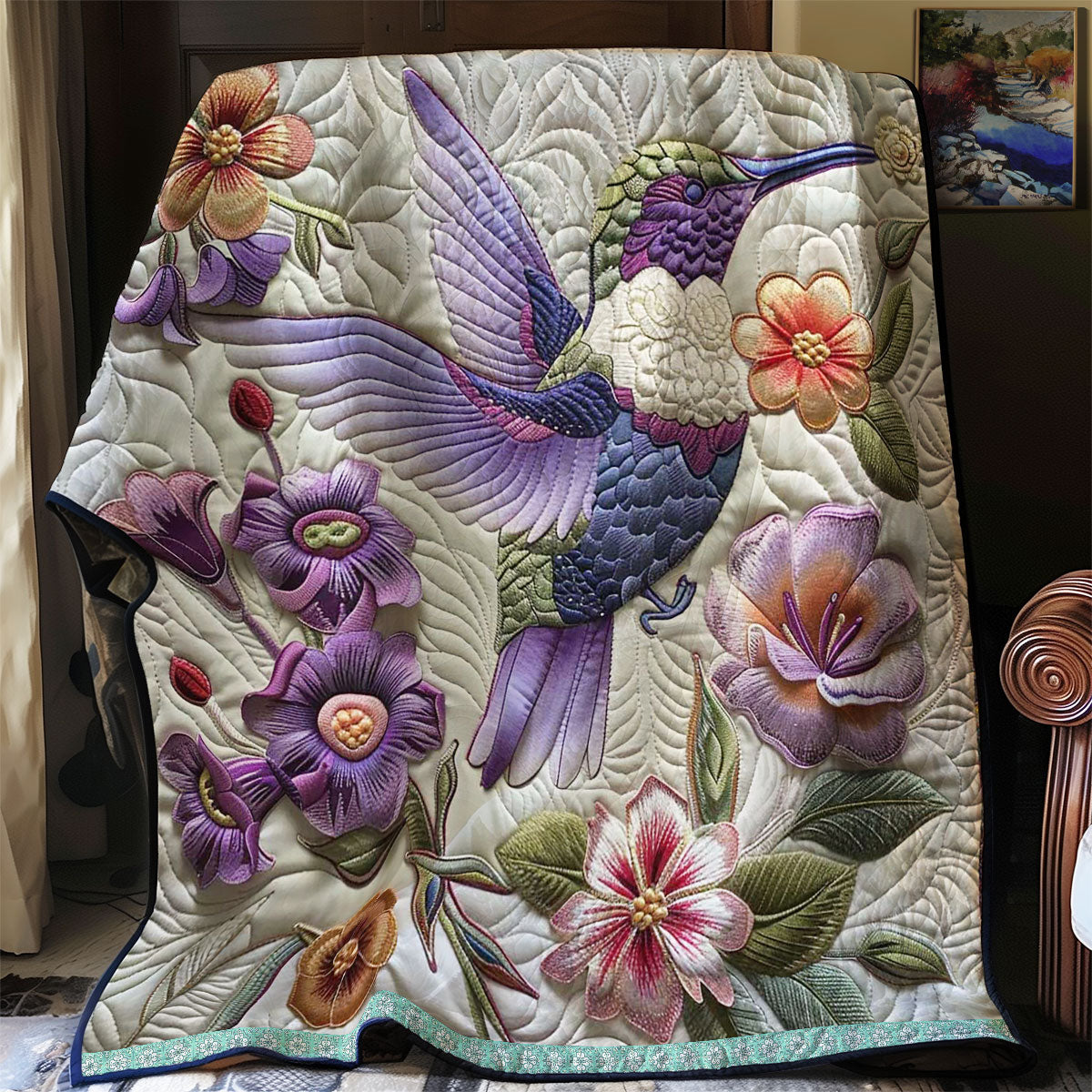 Purple Hummingbird WN1209041CL Quilt