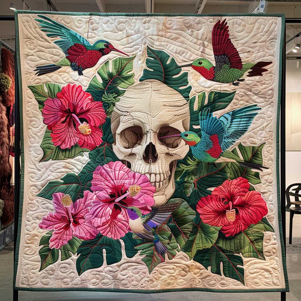 Tropical Hummingbird Skull WP2510030CL Quilt