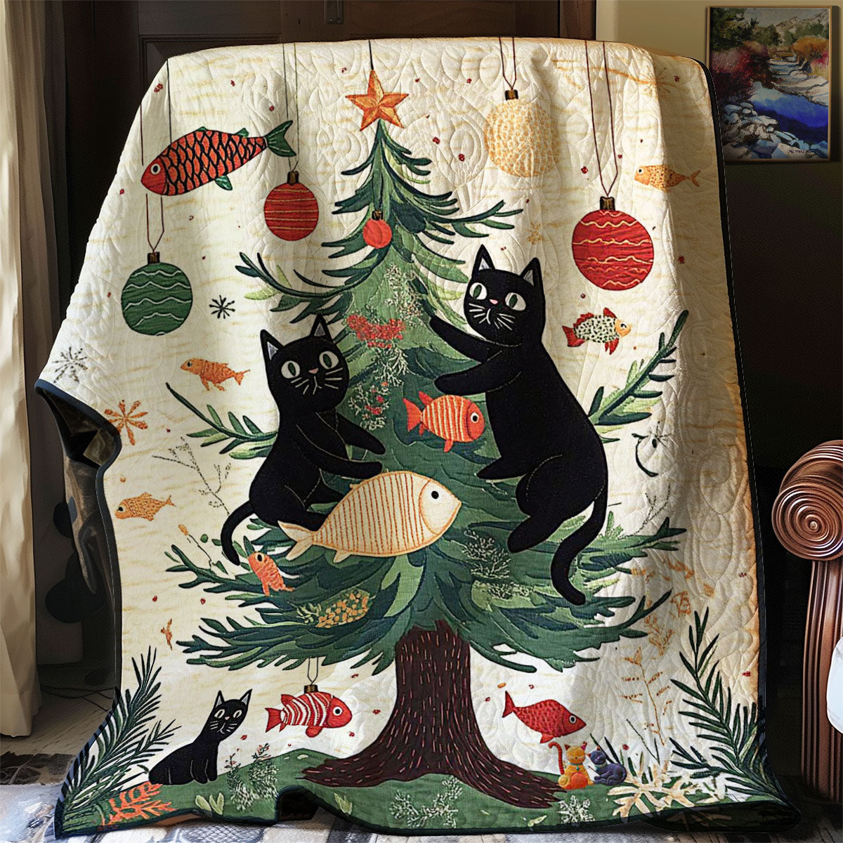 Christmas Cat Joy WN0410022CL Quilt